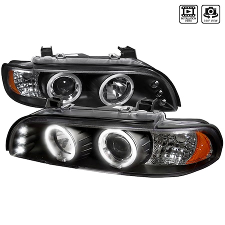 96-03 Bmw 5-Series Halo Projector Headlight Black Housing